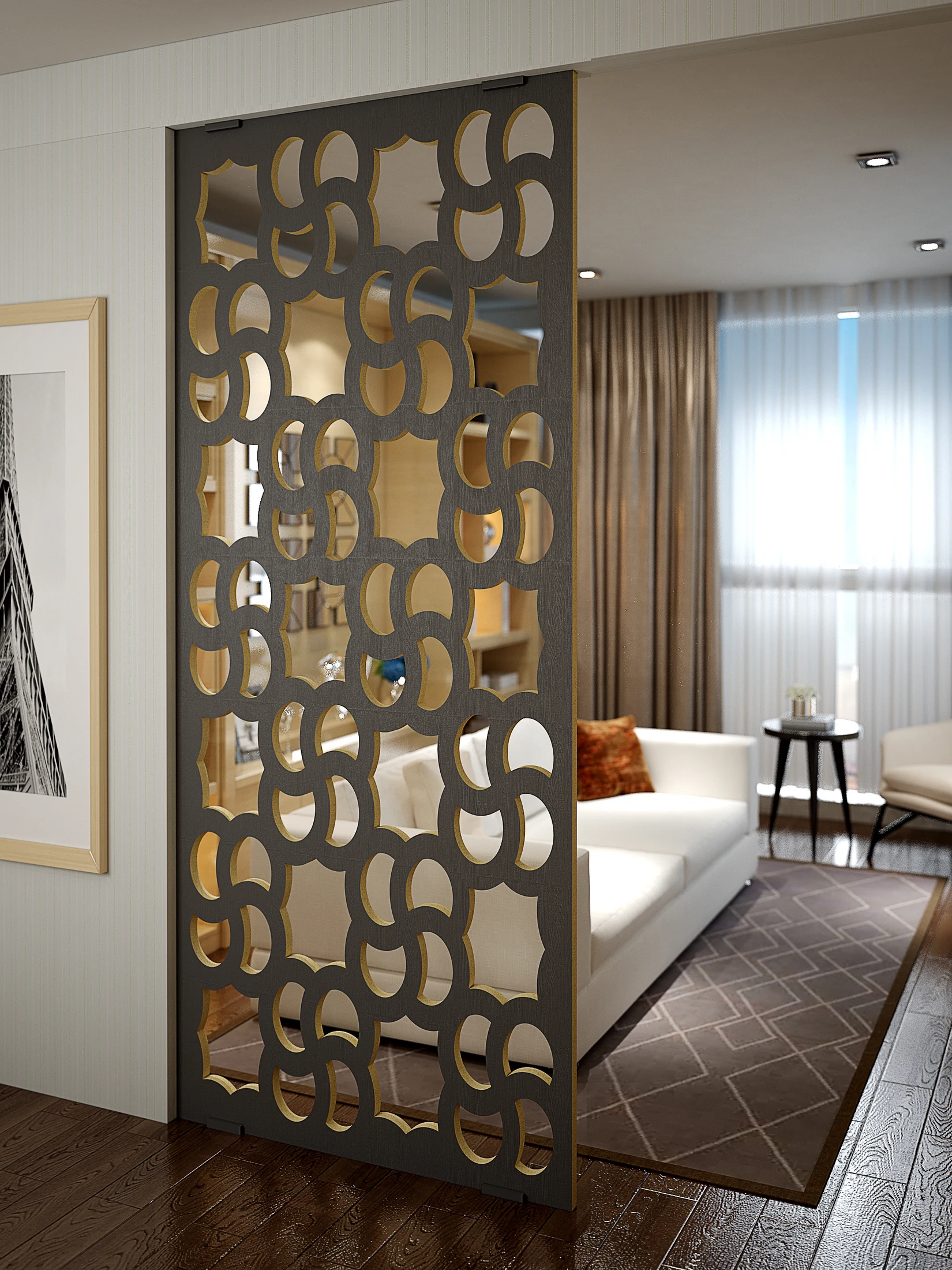 PT547 antrasit seperatör yan görünüm ve MDF kesim detayı